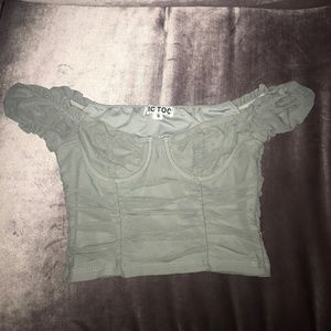 gray corset off the shoulder top